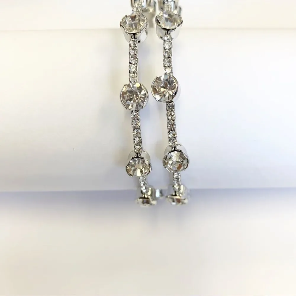 Platinum Jeweled Flexi-Hoop Earrings